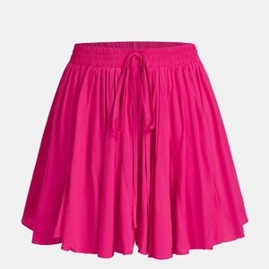 Hot Pink Ruffled Flare Shorts